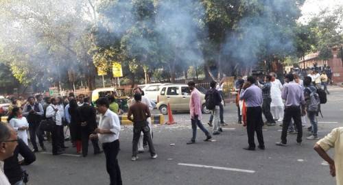 Ban on sale of firecrackers: Protesters Burst Crackers Outside Supreme Court Premises