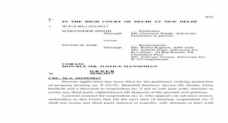 Stay on respondent to sell property in criminal writ petition